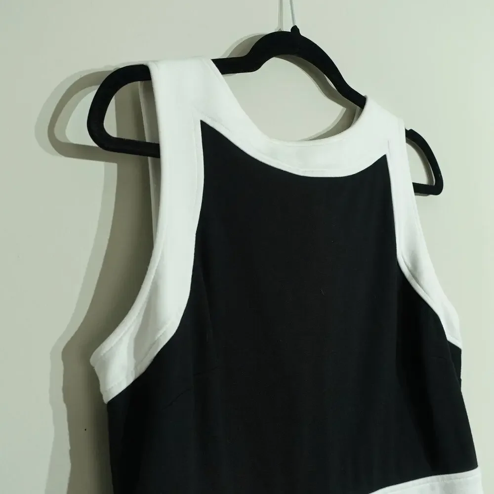 Talbots Womens Sheath Dress Sleeveless White Trim Bacl Slit Black Size 14P - Picture 2 of 10